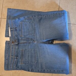 NWT LOFT The slim flare high rise blue jeans sz 32 petite